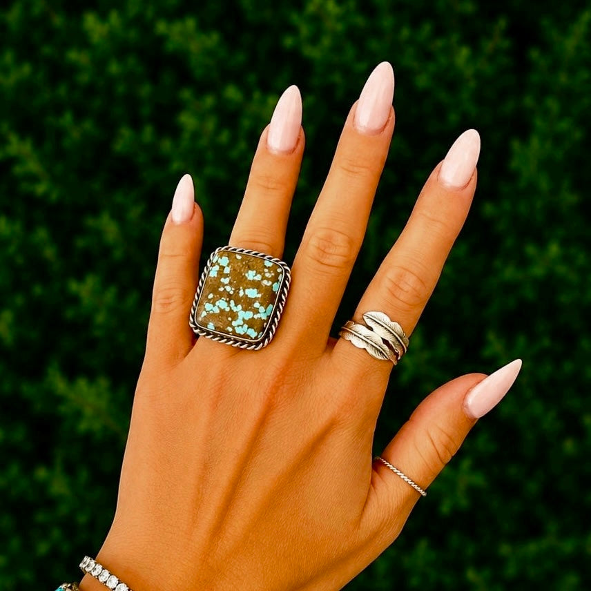 Mine #8 Turquoise ring handcrafted by Native American artist Augustine Largo