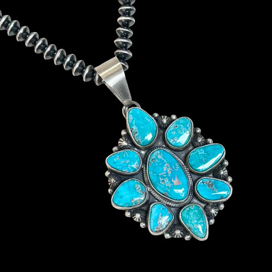 Natural Fox Turquoise pendant handcrafted by Native American artist Kathleen Livingston