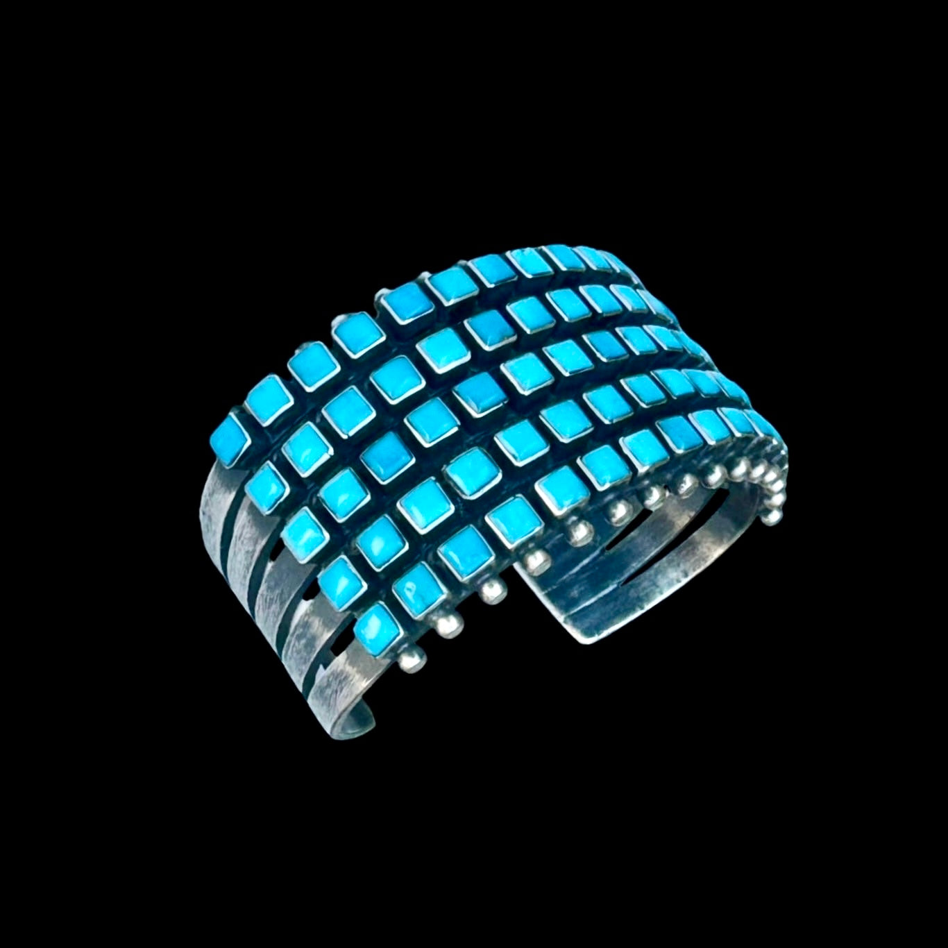 Natural Sleeping Beauty Turquoise bracelet handcrafted by Native American artist Raymond Betsoi