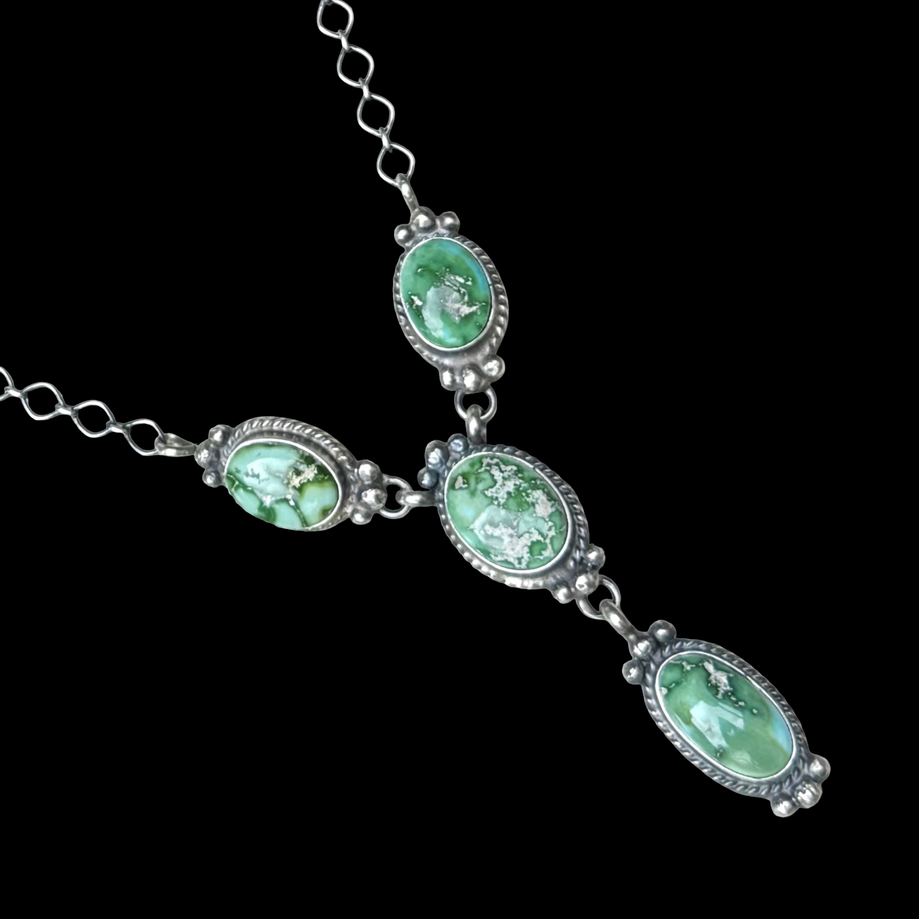Sonoran Gold Turquoise lariat handcrafted by Native American artist Robert Martinez