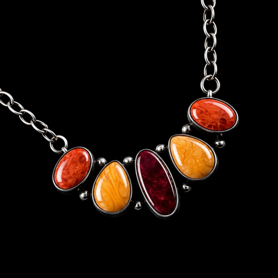 Mixed Spiny Oyster necklace handcrafted by Native American artist Antoinette Martinez
