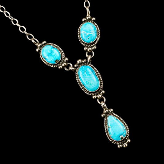 Kingman Turquoise lariat handcrafted by Native American artist Robert Martinez