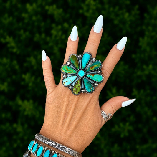 The Celiora Ring (Adjustable) - Mixed Mine Turquoise by Anthony Skeets