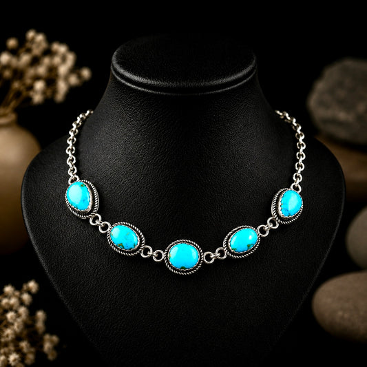 Sonoran Gold Turquoise choker handcrafted by Native American artist Virdelle Begay