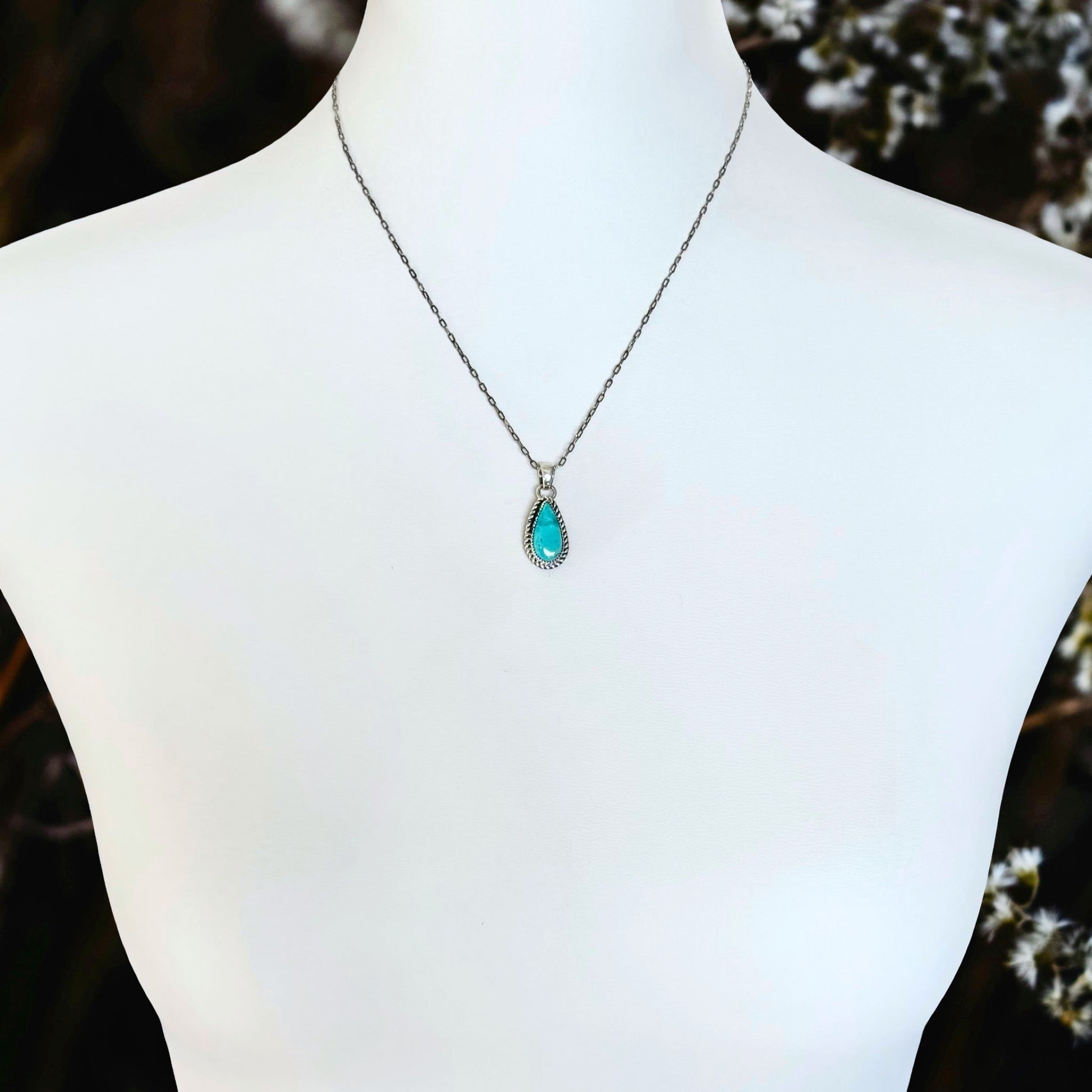Kingman Turquoise pendant handcrafted by Native American artist Ronald Lee