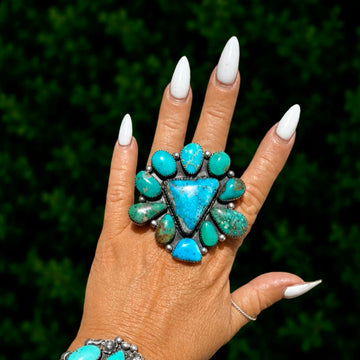 The Cambria Ring (Adjustable) - Kingman, Tyrone & Sonoran Gold Turquoise by Marcus Chavez