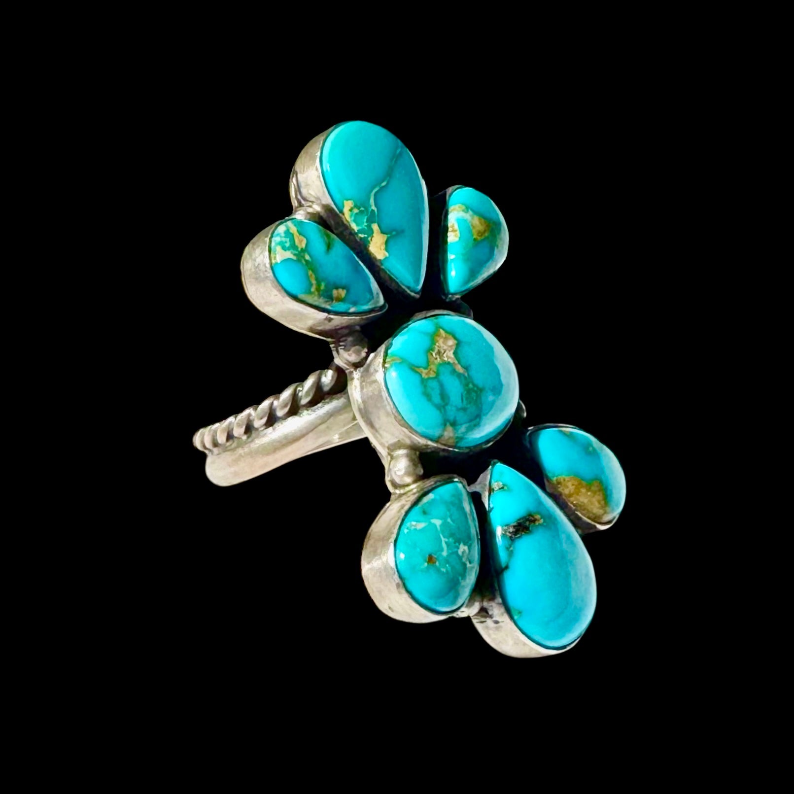 Sonoran Gold Turquoise ring handcrafted by Native American artist Russell Sam