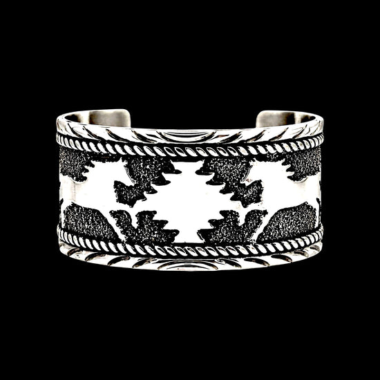 Sterling Silver Storyteller bracelet handcrafted by Native American artist Sandra Parkett