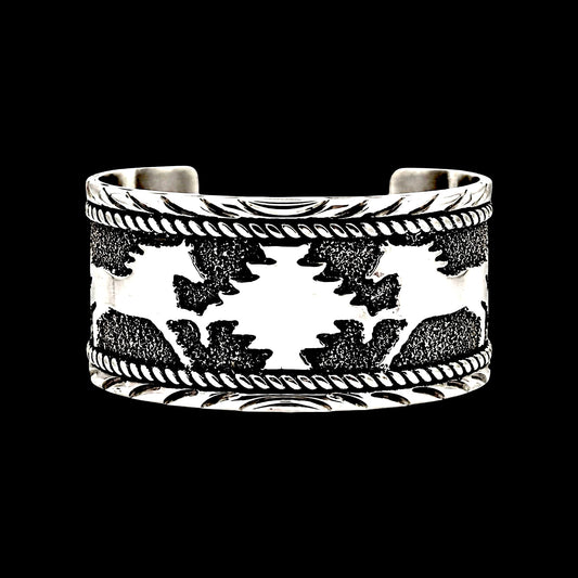 Sterling Silver Storyteller bracelet handcrafted by Native American artist Sandra Parkett