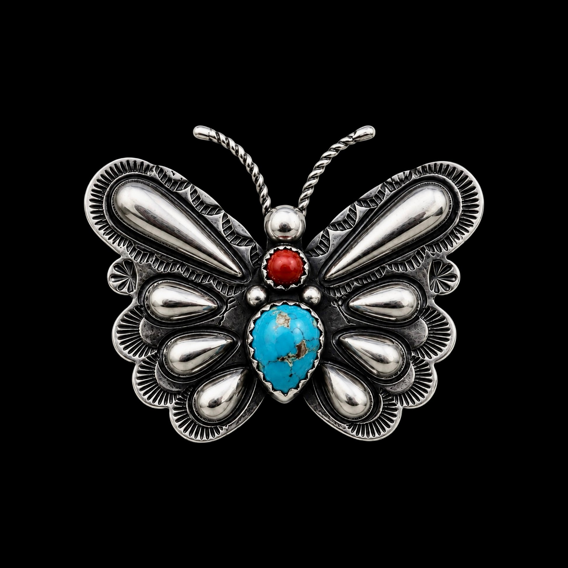 Sterling Silver and Kingman Turquoise ring handcrafted by Native American artist Tim Yazzie