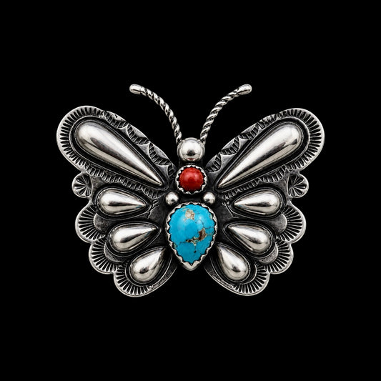 Sterling Silver and Kingman Turquoise ring handcrafted by Native American artist Tim Yazzie