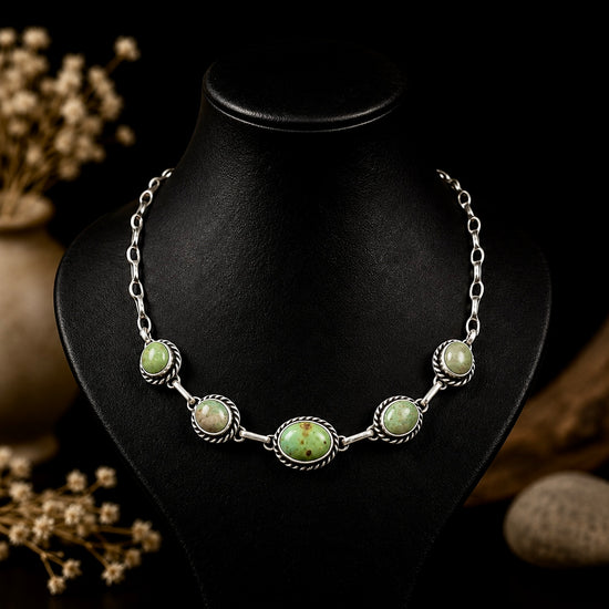 Kingman Turquoise choker handcrafted by Native American artist Augustine Largo