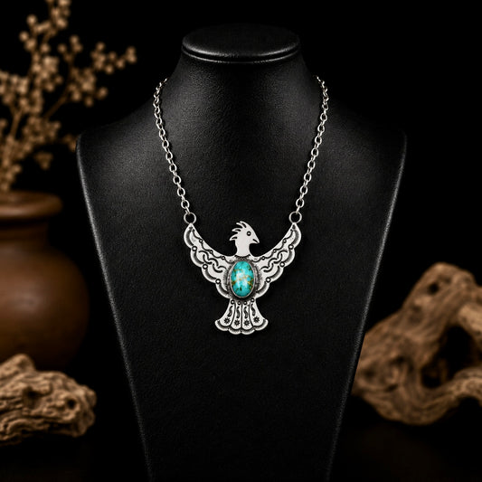Natural Sonoran Gold Turquoise necklace handcrafted by Native American artist Bobby Johnson