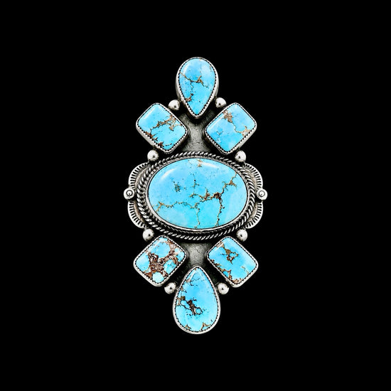 Golden Hills Turquoise ring handcrafted by Native American artist Thomas Nez, Sr.