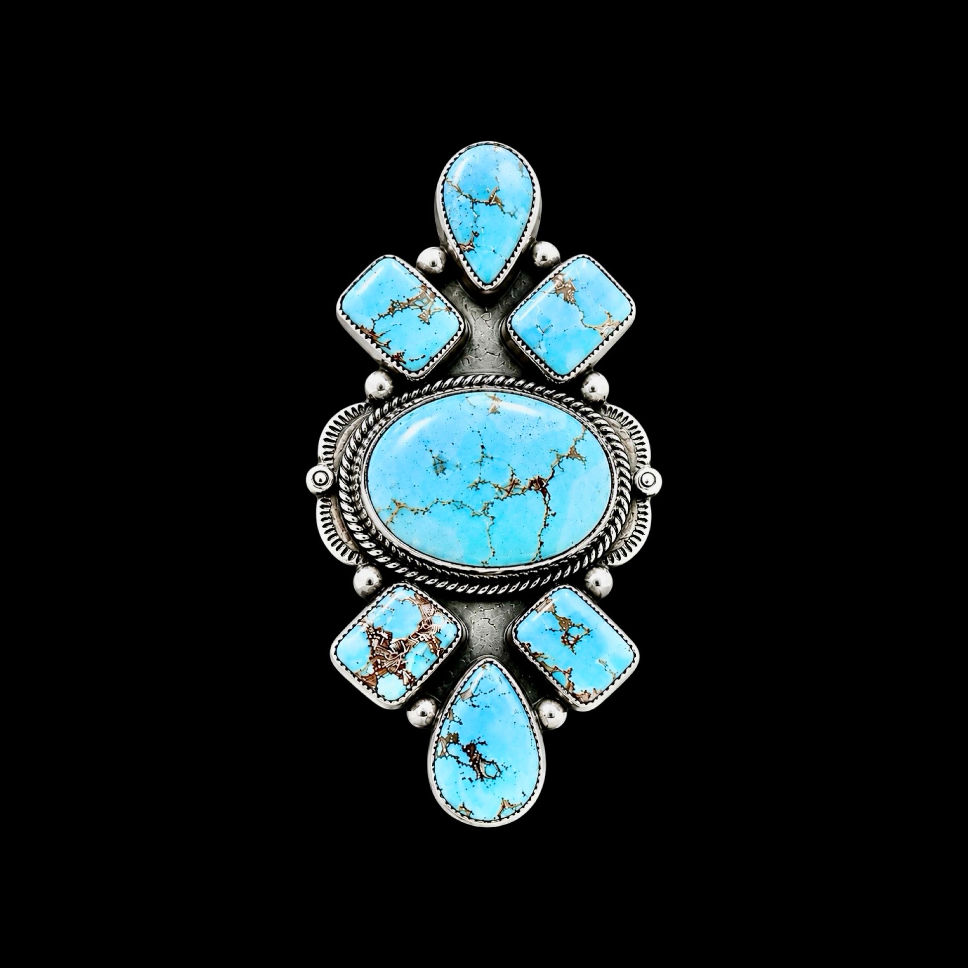 Golden Hills Turquoise ring handcrafted by Native American artist Thomas Nez, Sr.