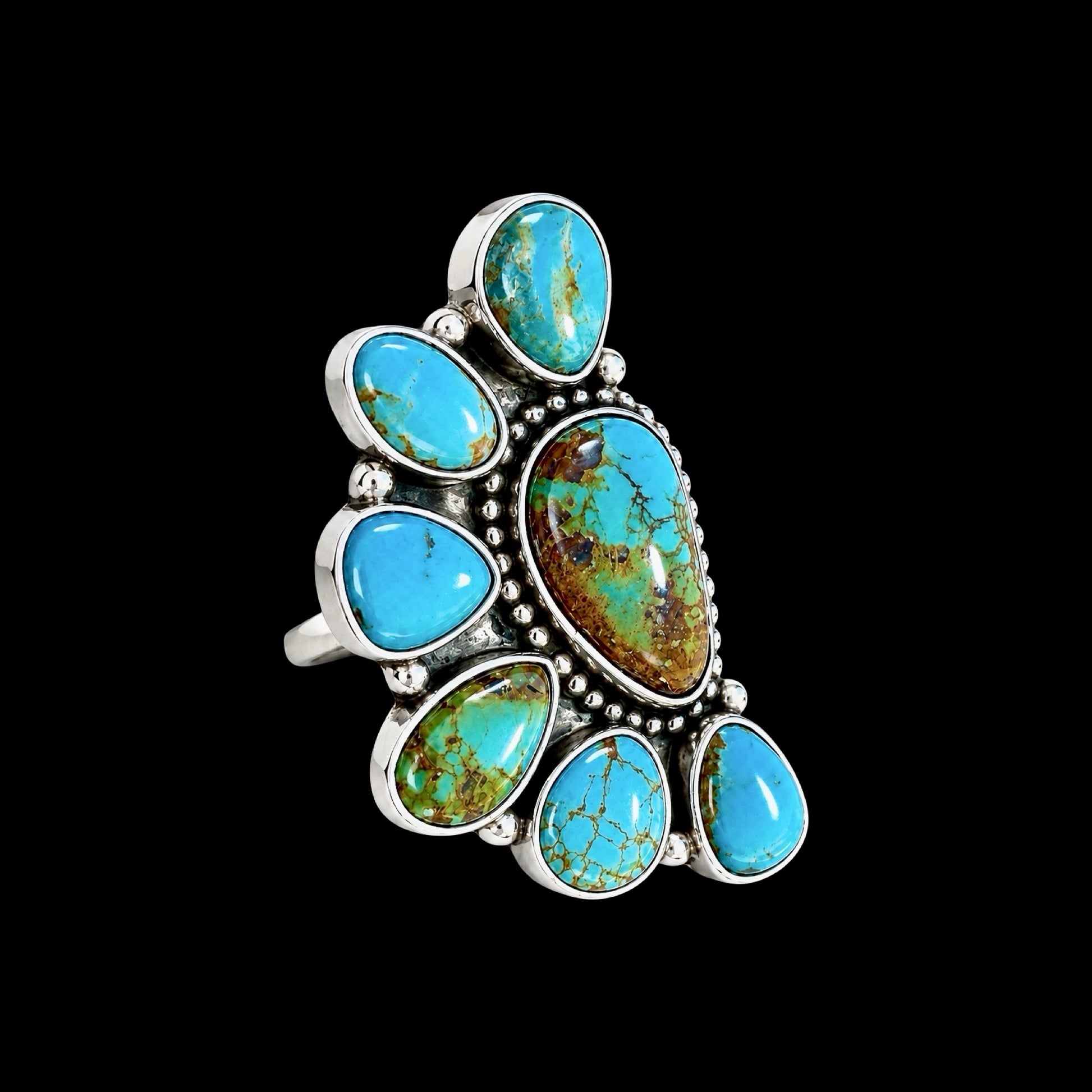 Royston Turquoise ring handcrafted by Native American artist Geraldine James