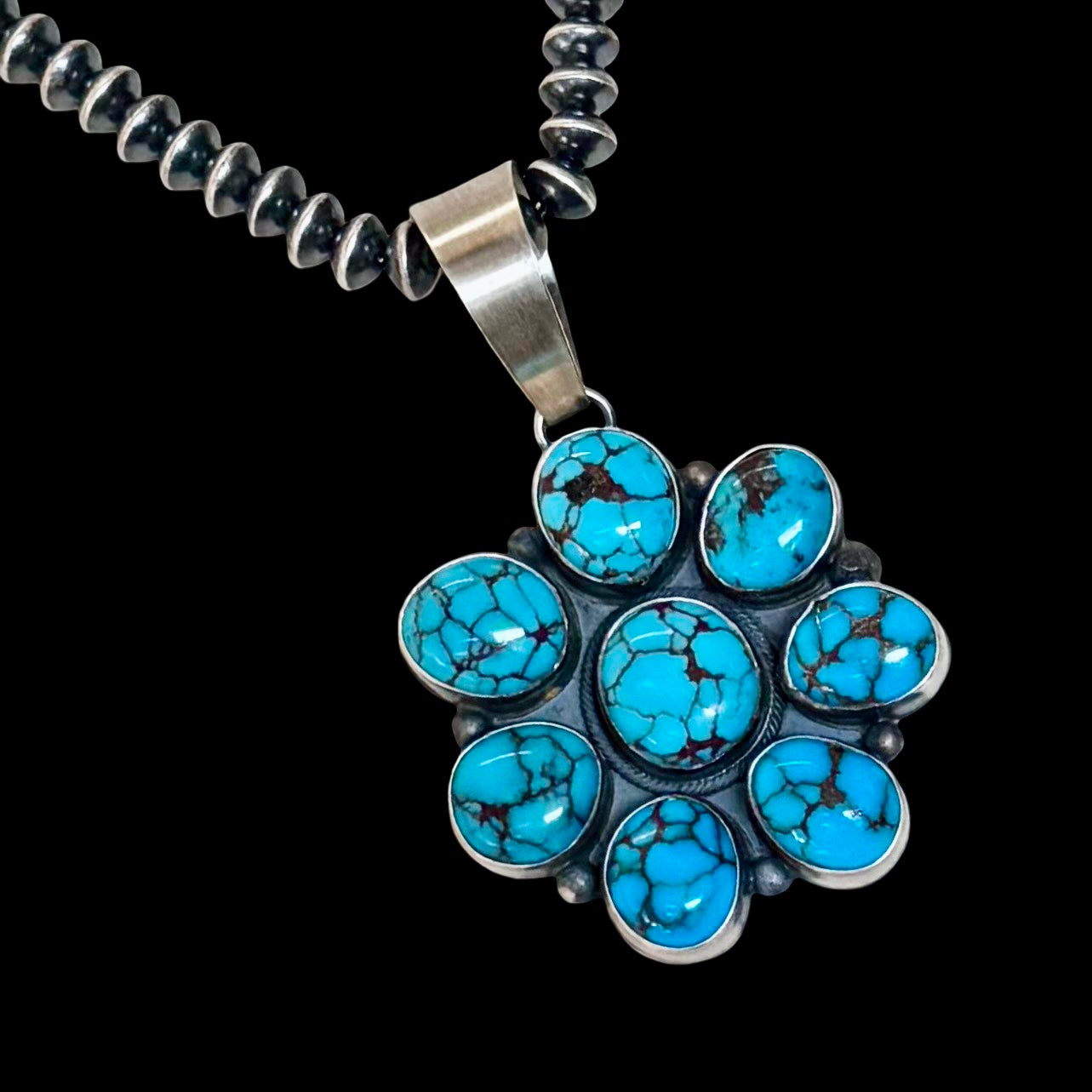 Egyptian Turquoise pendant handcrafted by Native American artist Anderson Largo