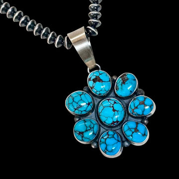 Egyptian Turquoise pendant handcrafted by Native American artist Anderson Largo