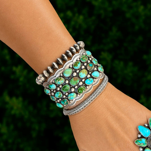 Sonoran Gold Turquoise bracelet handcrafted by Native American artist Tom Lewis