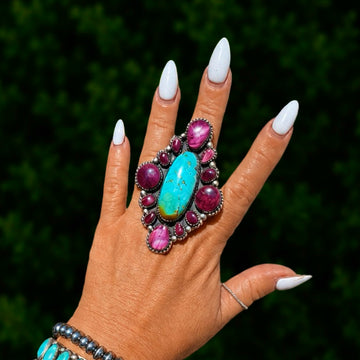 The Marceline Ring (Adjustable) - Kingman Turquoise & Purple Spiny Oyster by Marcus Chavez
