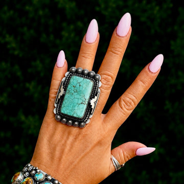 The Lupine Ring (Adjustable) - Kingman Turquoise by Marcus Chavez