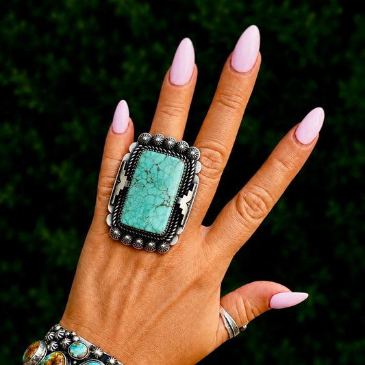The Lupine Ring (Adjustable) - Kingman Turquoise by Marcus Chavez
