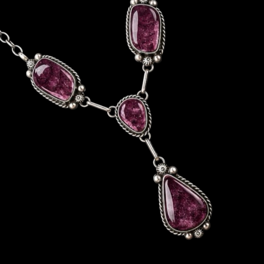 Purple Spiny Oyster lariat handcrafted by Native American artist Augustine Largo