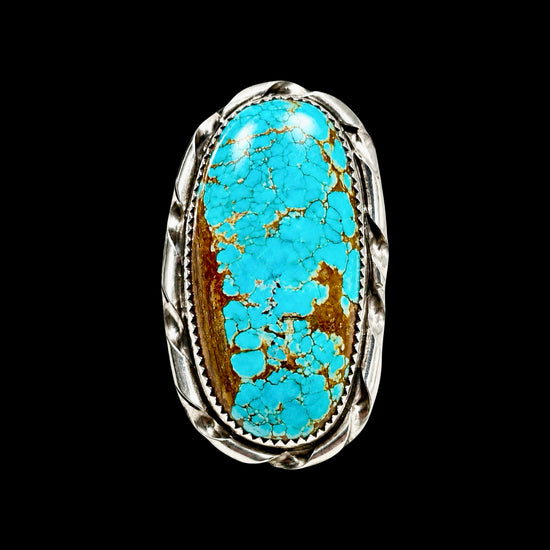High Dome Mine #8 Turquoise ring handcrafted by Native American artist Michael Gleason