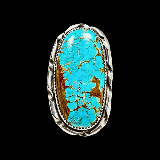 High Dome Mine #8 Turquoise ring handcrafted by Native American artist Michael Gleason