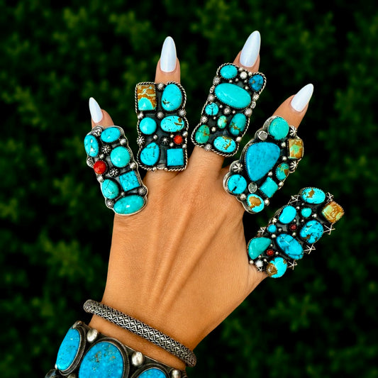The Noésis Ring (Adjustable) - Mixed Mine Turquoise by Lorenzo and Jerilyn Chee