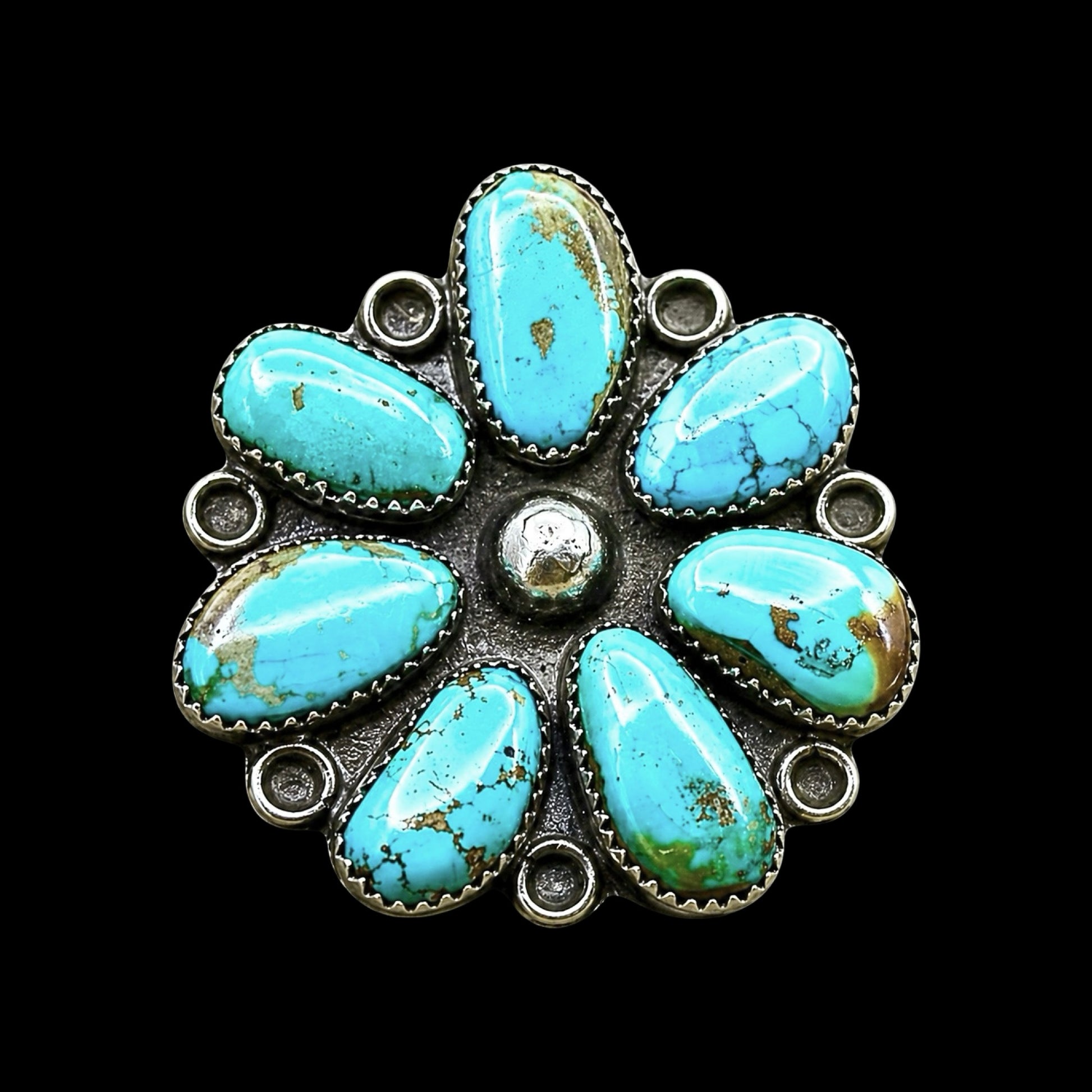 Kingman Turquoise ring handcrafted by Native American artist Lenora Garcia
