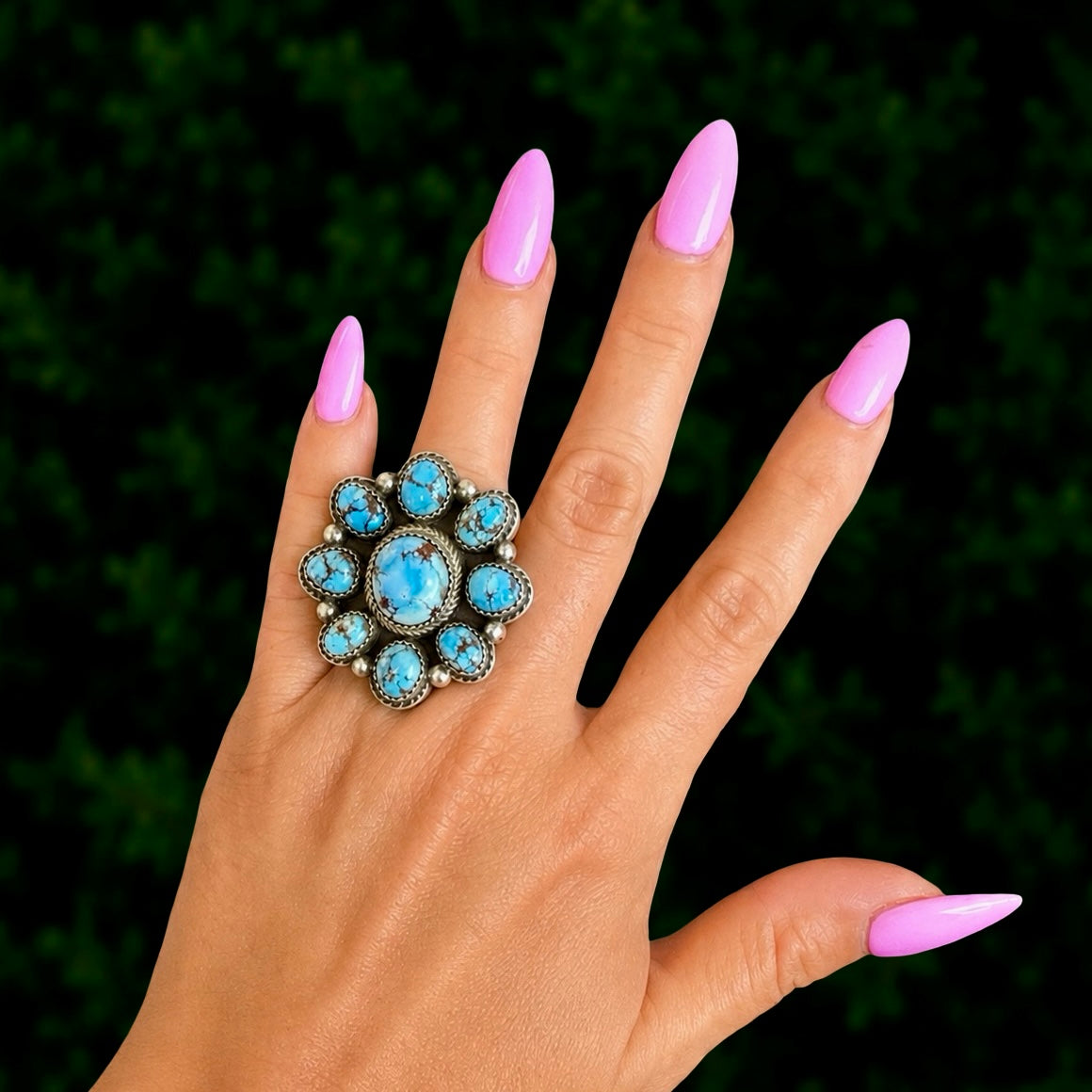 High-Grade Golden Hills Turquoise ring handcrafted by Native American artist Chris Etsitty