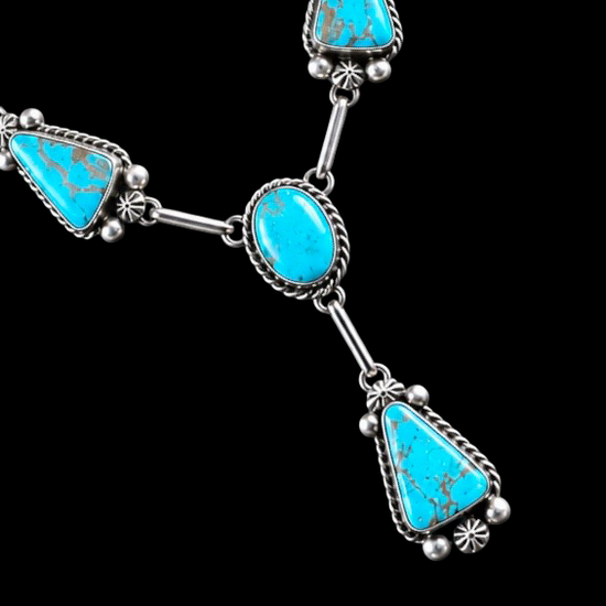 Mine #8 Turquoise lariat handcrafted by Native American artist Augustine Largo