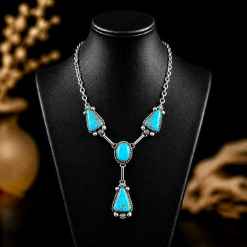 Mine #8 Turquoise lariat handcrafted by Native American artist Augustine Largo
