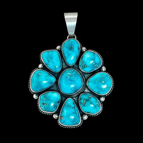 Natural Fox Turquoise pendant handcrafted by Native American artist Kathleen Livingston