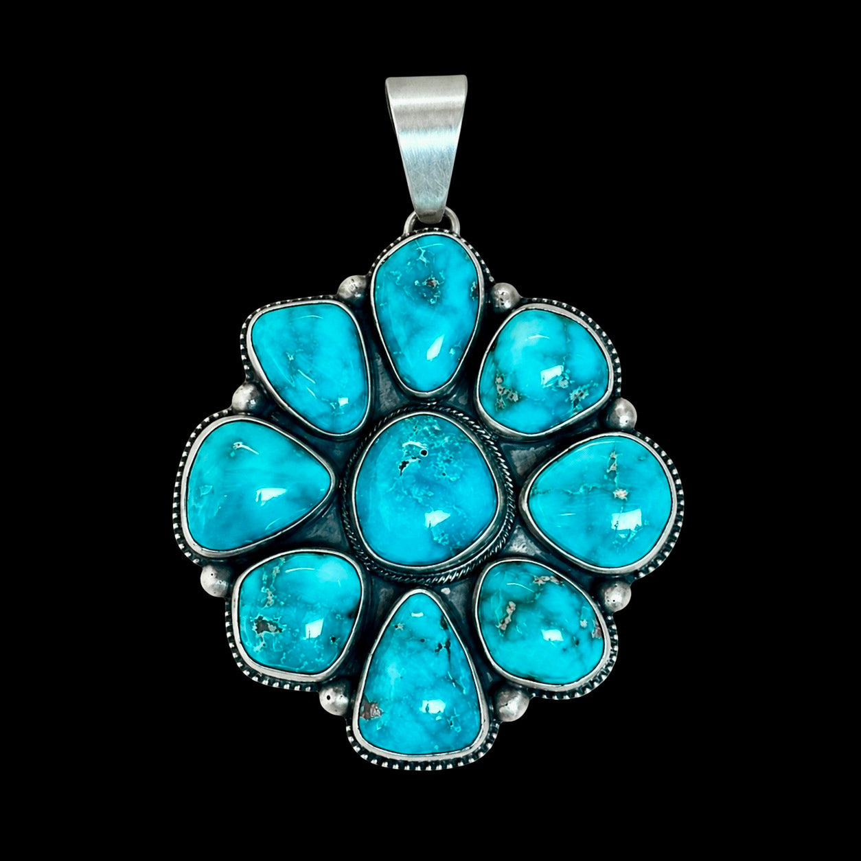 Natural Fox Turquoise pendant handcrafted by Native American artist Kathleen Livingston