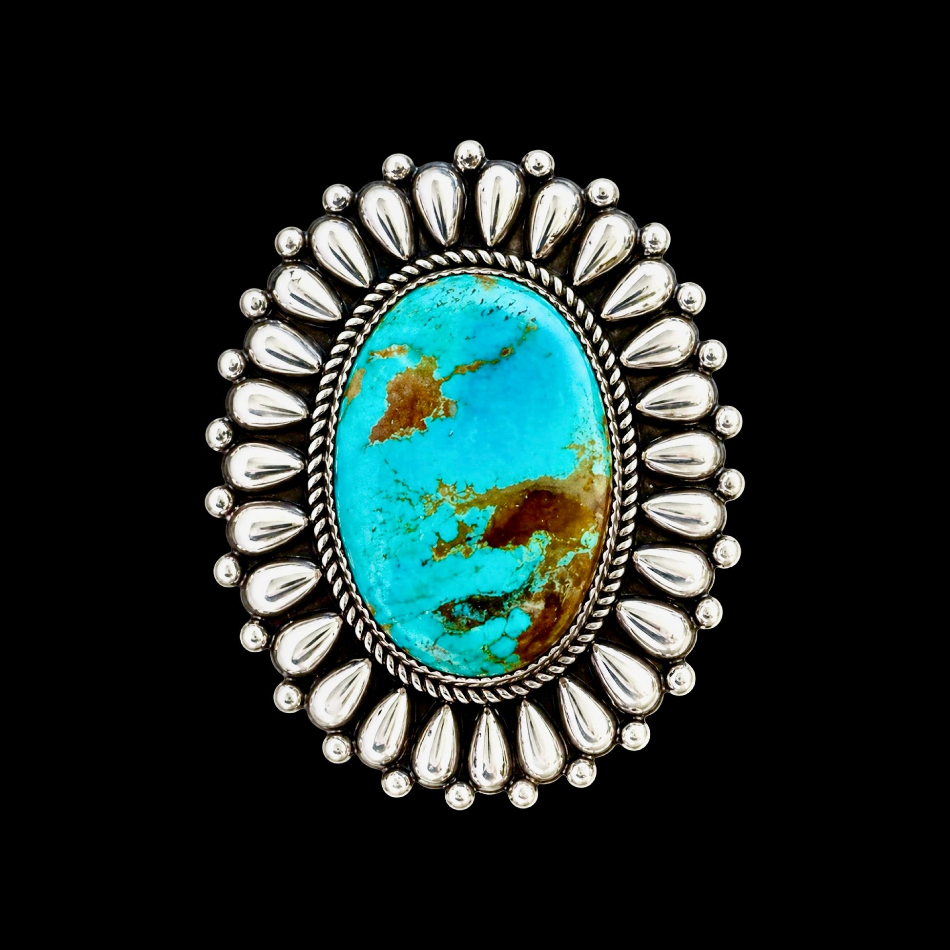 High-Grade Kingman Turquoise ring handcrafted by Native American artist Marcus Chavez