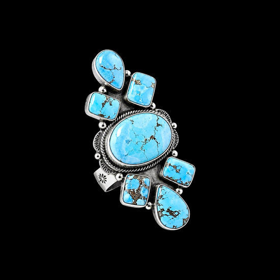 Golden Hills Turquoise ring handcrafted by Native American artist Thomas Nez, Sr.