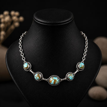 Mine #8 Turquoise choker handcrafted by Native American artist Augustine Largo