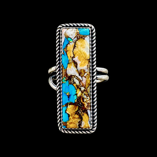 Gold Dahlia ring handcrafted by Native American artist Tia Long