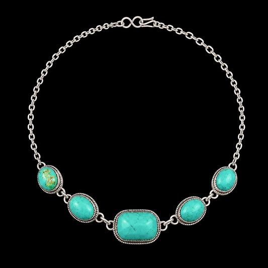 Thunder Creek Turquoise choker handcrafted by Native American artist Lorenzo and Jerilyn Chee