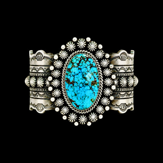 Natural WaterWeb Kingman Turquoise cuff handcrafted by Native American artist Michael Calladitto