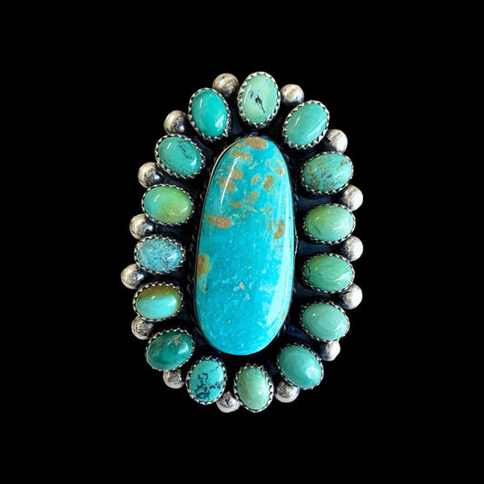 The Hollis Ring (Adjustable) -Kingman Turquoise by Marcus Chavez