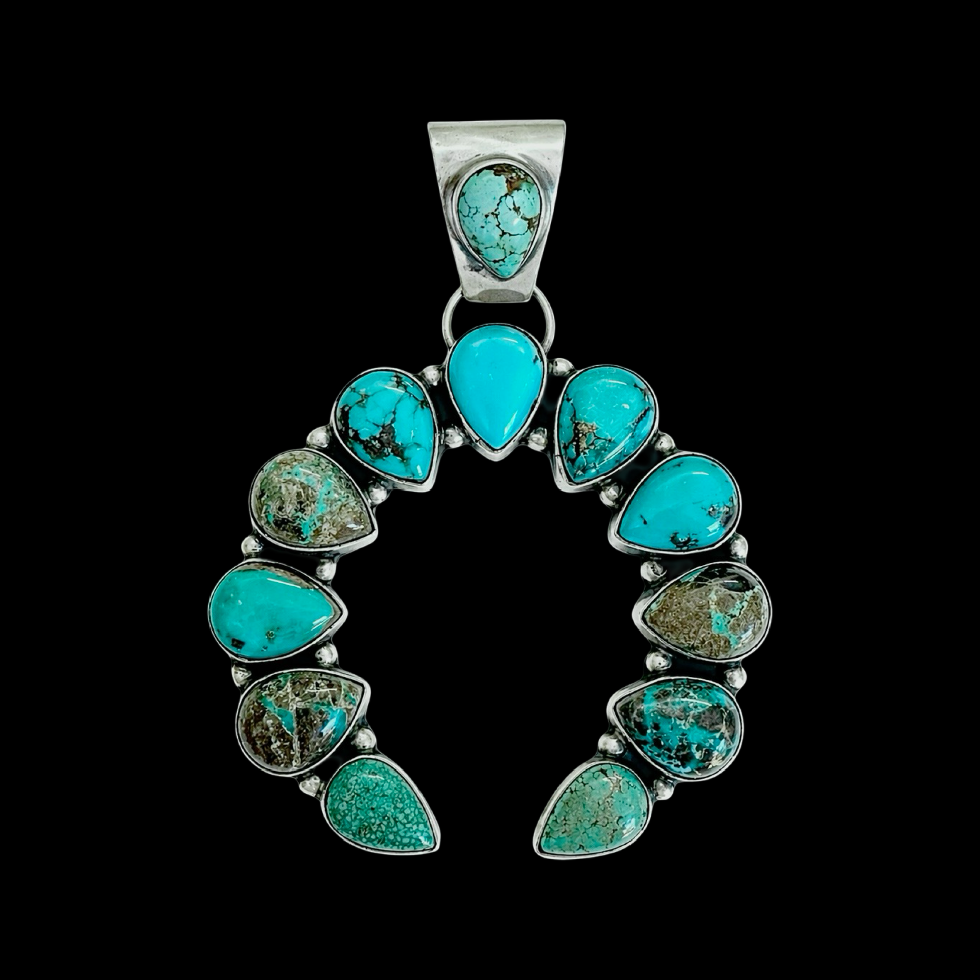 Carico Lake Turquoise pendant handcrafted by Native American artist Randall Endito