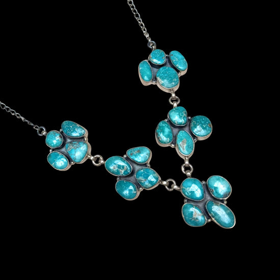 White Water Turquoise necklace handcrafted by Native American artist DS
