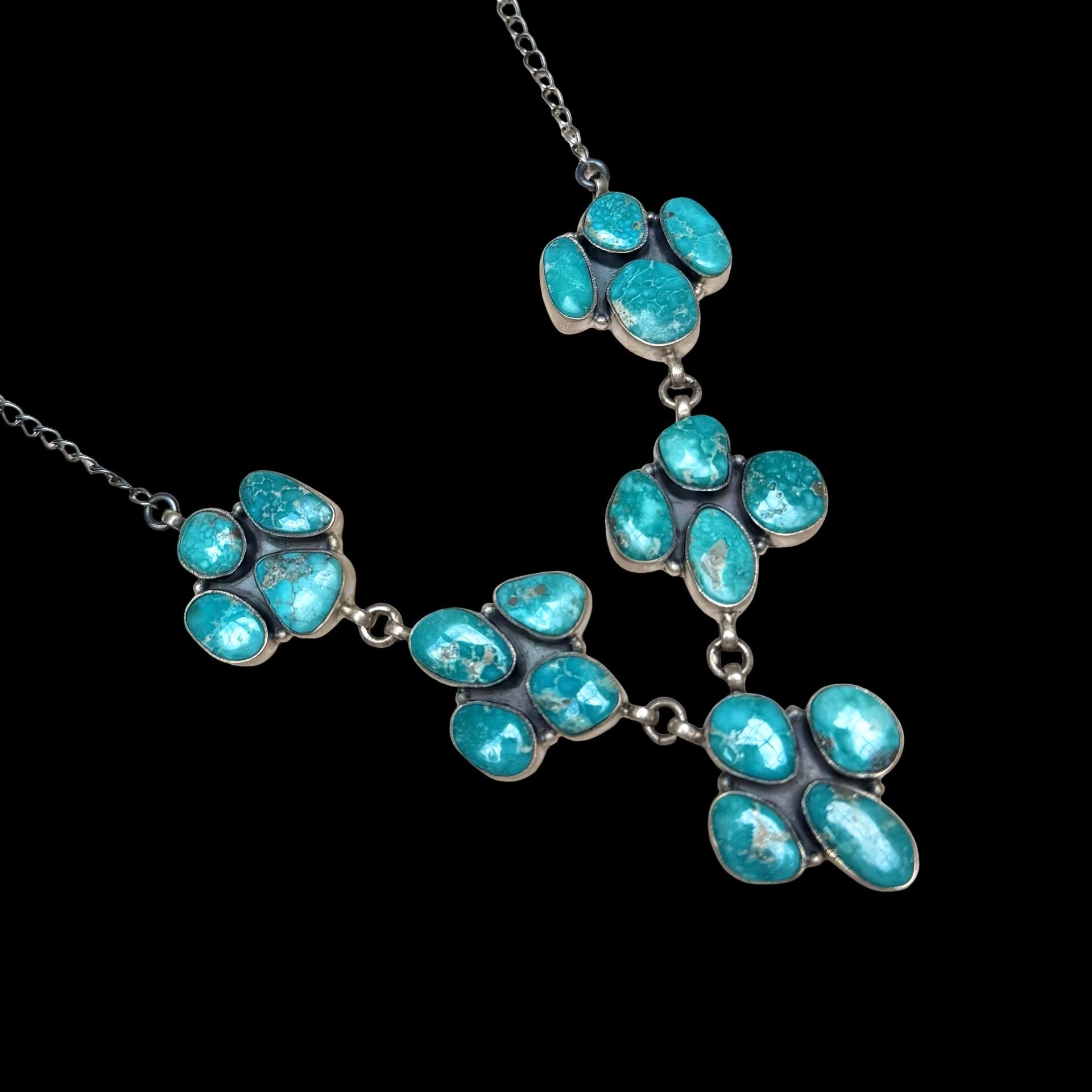 White Water Turquoise necklace handcrafted by Native American artist DS
