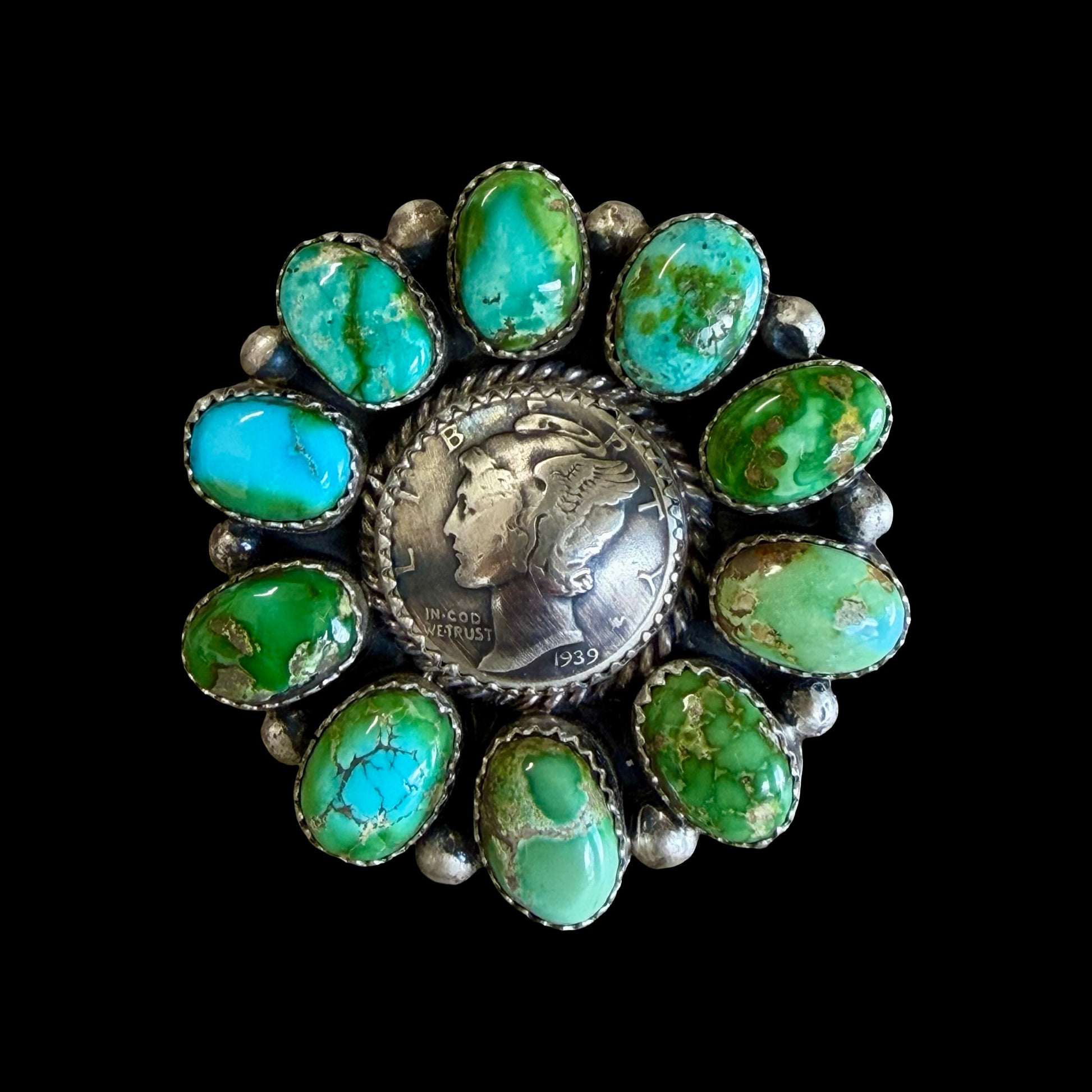 Sonoran Gold Turquoise ring handcrafted by Native American artist Anna Spencer