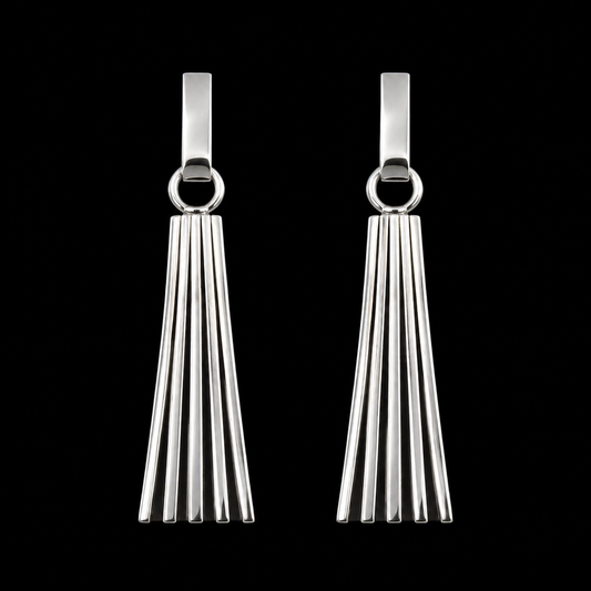 Sterling Silver earrings handcrafted by Native American artist Tom Hawk