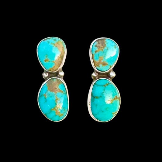 Kingman Turquoise earrings handcrafted by Native American artist Geraldine James