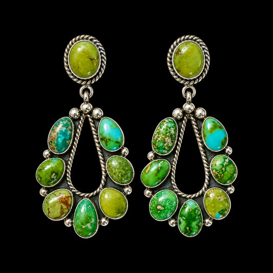 Sonoran Gold Turquoise earrings handcrafted by Native American artist Lenora Begay